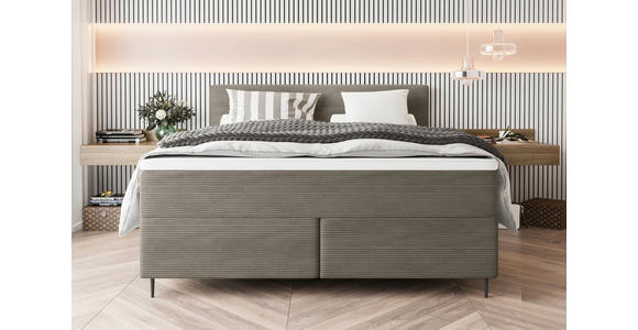 BOXSPRINGBETT 180/200 cm  in Graubraun  - Graubraun/Schwarz, KONVENTIONELL, Textil/Metall (180/200cm) - Carryhome