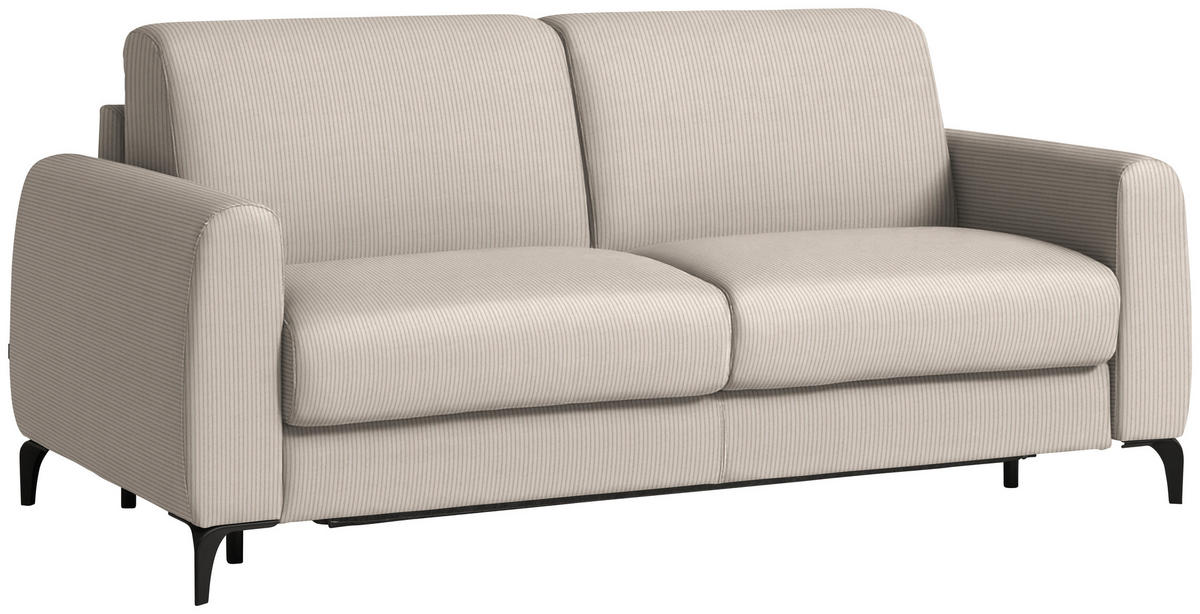 SCHLAFSOFA Cord Greige  - Greige/Schwarz, Konventionell, Holz/Textil (203/88/102cm) - Novel