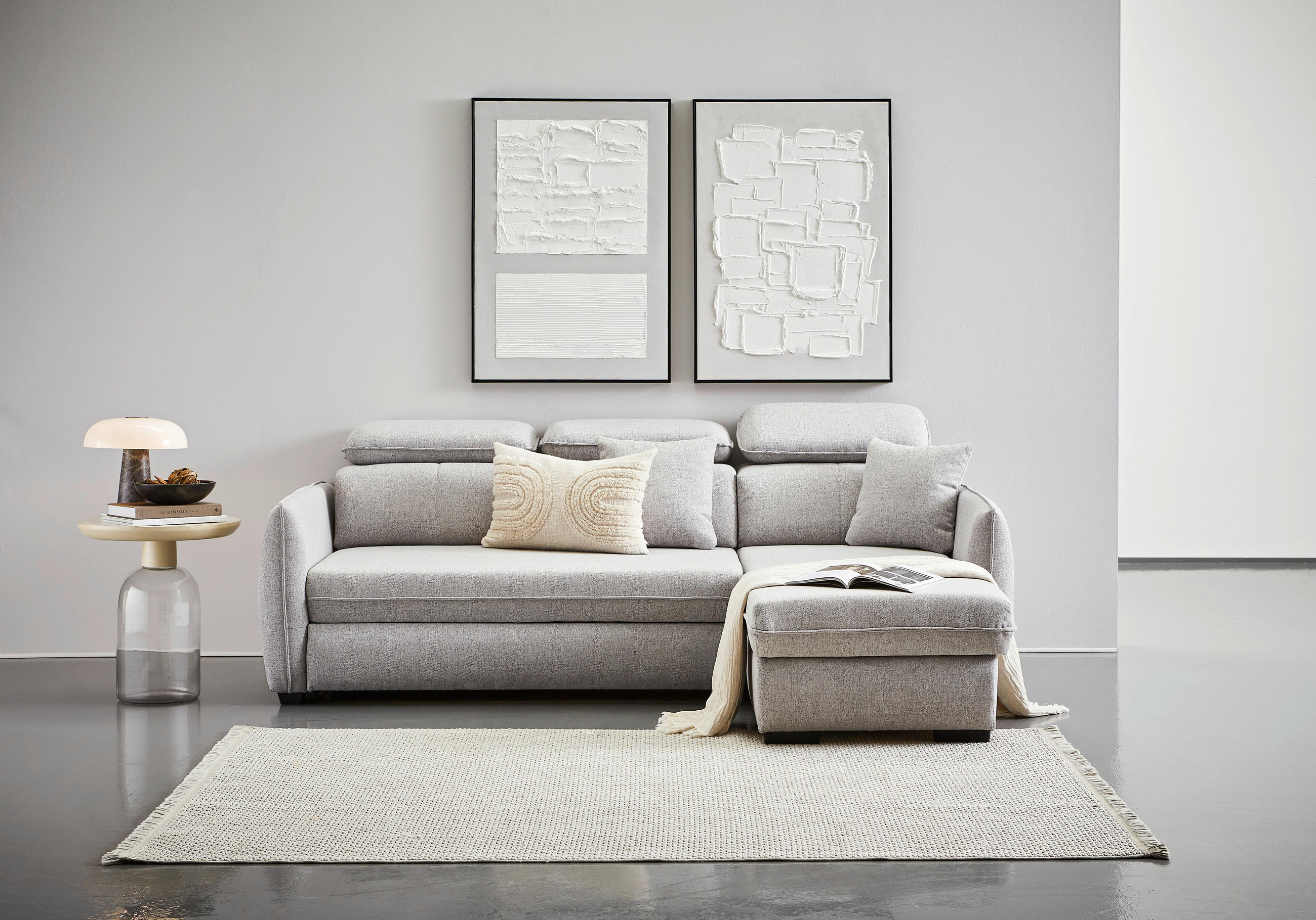 ECKSOFA Grau Flachgewebe  - Schwarz/Grau, MODERN, Kunststoff/Textil (182/237cm) - Carryhome