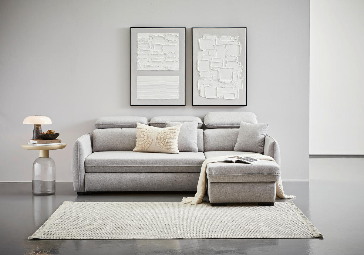 ECKSOFA in Flachgewebe Grau  - Schwarz/Grau, Modern, Kunststoff/Textil (182/237cm) - Carryhome