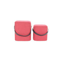 HOCKERSET Rot, Schwarz  - Rot/Schwarz, Basics, Kunststoff/Textil (29,5+35,5cm) - Kayoom