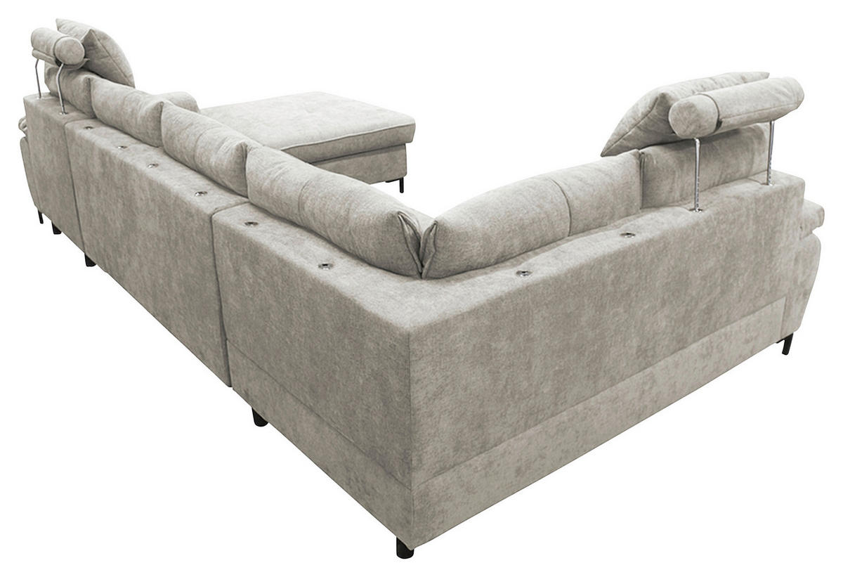 WOHNLANDSCHAFT SOLEI U in Chenille Grau  - Schwarz/Grau, Design, Kunststoff/Textil (184/334/188cm) - MID.YOU
