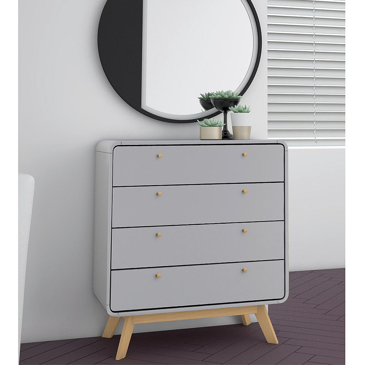 KOMMODE Cassie  in 80/88/39 cm  - Eichefarben/Grau, Design, Holzwerkstoff (80/88/39cm) - MID.YOU