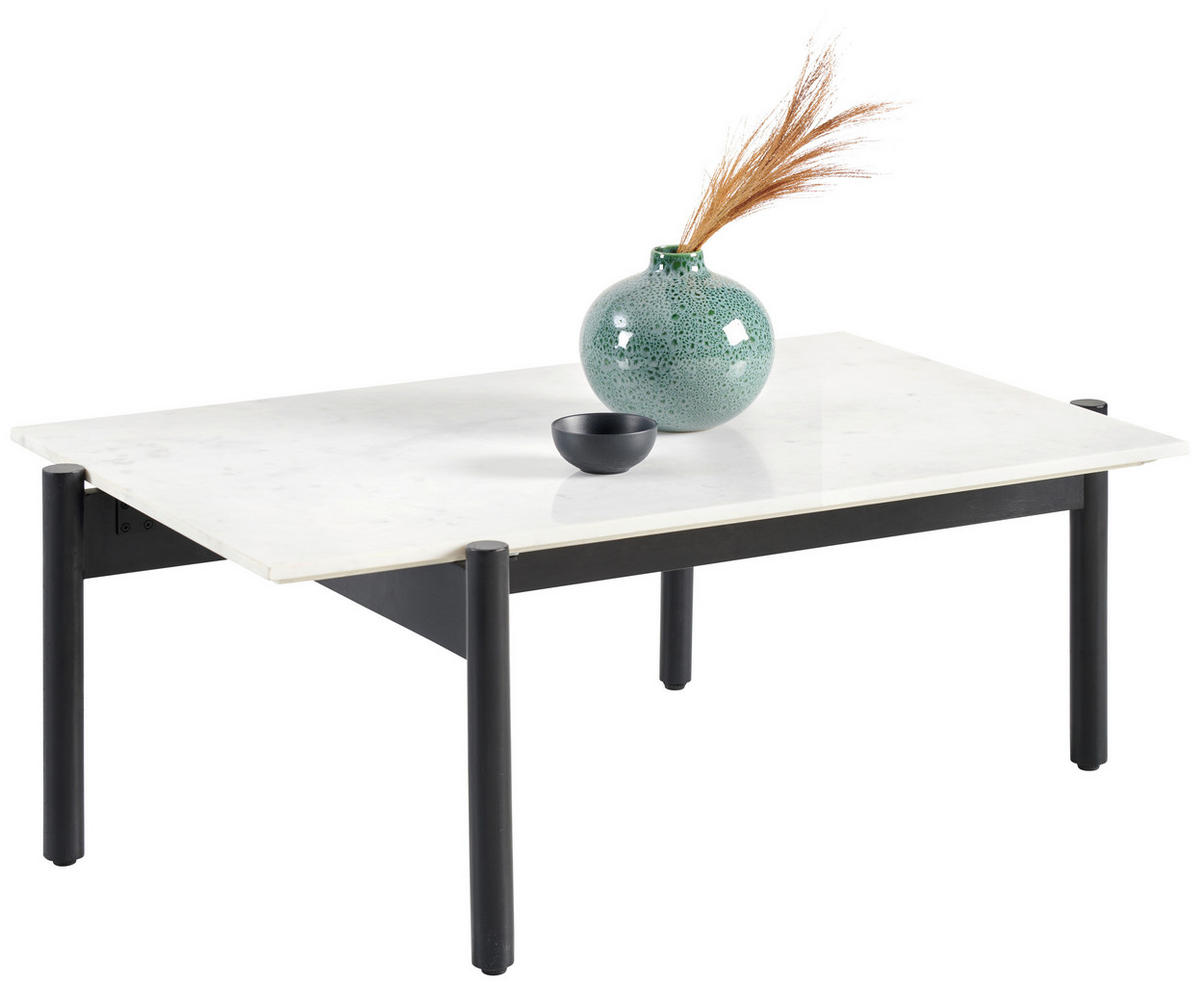 COUCHTISCH in Holz, Stein  - Weiss/Schwarz, Design, Holz/Stein (100/40/65cm) - Livetastic