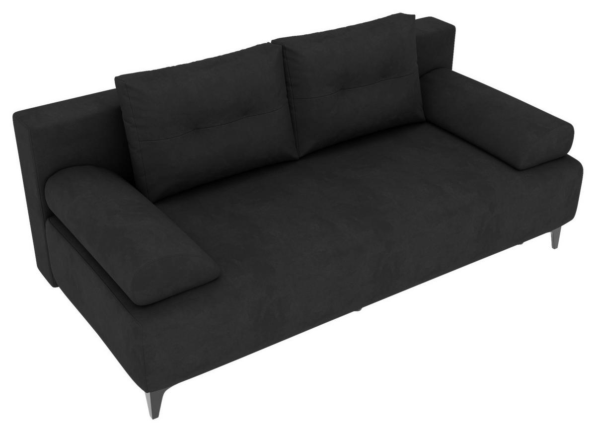 SCHLAFSOFA  mit Liegefunktion, Rücken echt Velours Anthrazit  - Anthrazit/Schwarz, KONVENTIONELL, Textil/Metall (200/98/90cm) - Carryhome