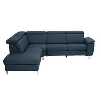 ECKSOFA in Echtleder Dunkelblau  - Alufarben/Dunkelblau, Design, Leder/Metall (239/271cm) - Cantus