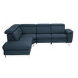 ECKSOFA in Echtleder Dunkelblau  - Alufarben/Dunkelblau, Design, Leder/Metall (242/271cm) - Cantus