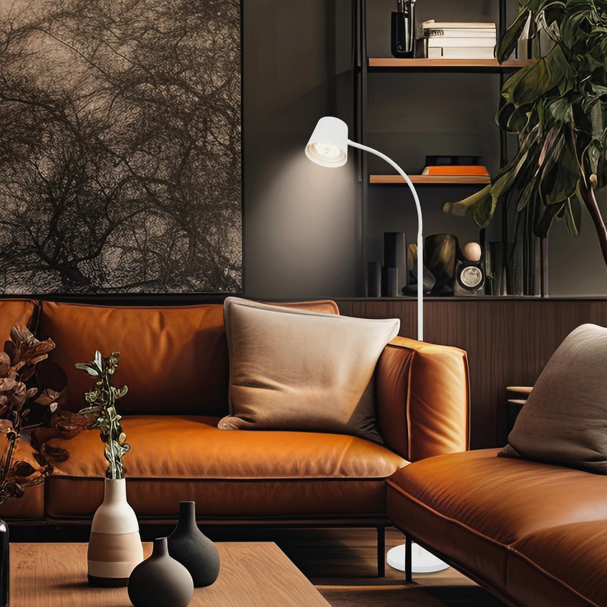 AKKU-STEHLEUCHTE 42/126,50 cm    - Weiß, Design, Kunststoff/Metall (42/126,50cm)