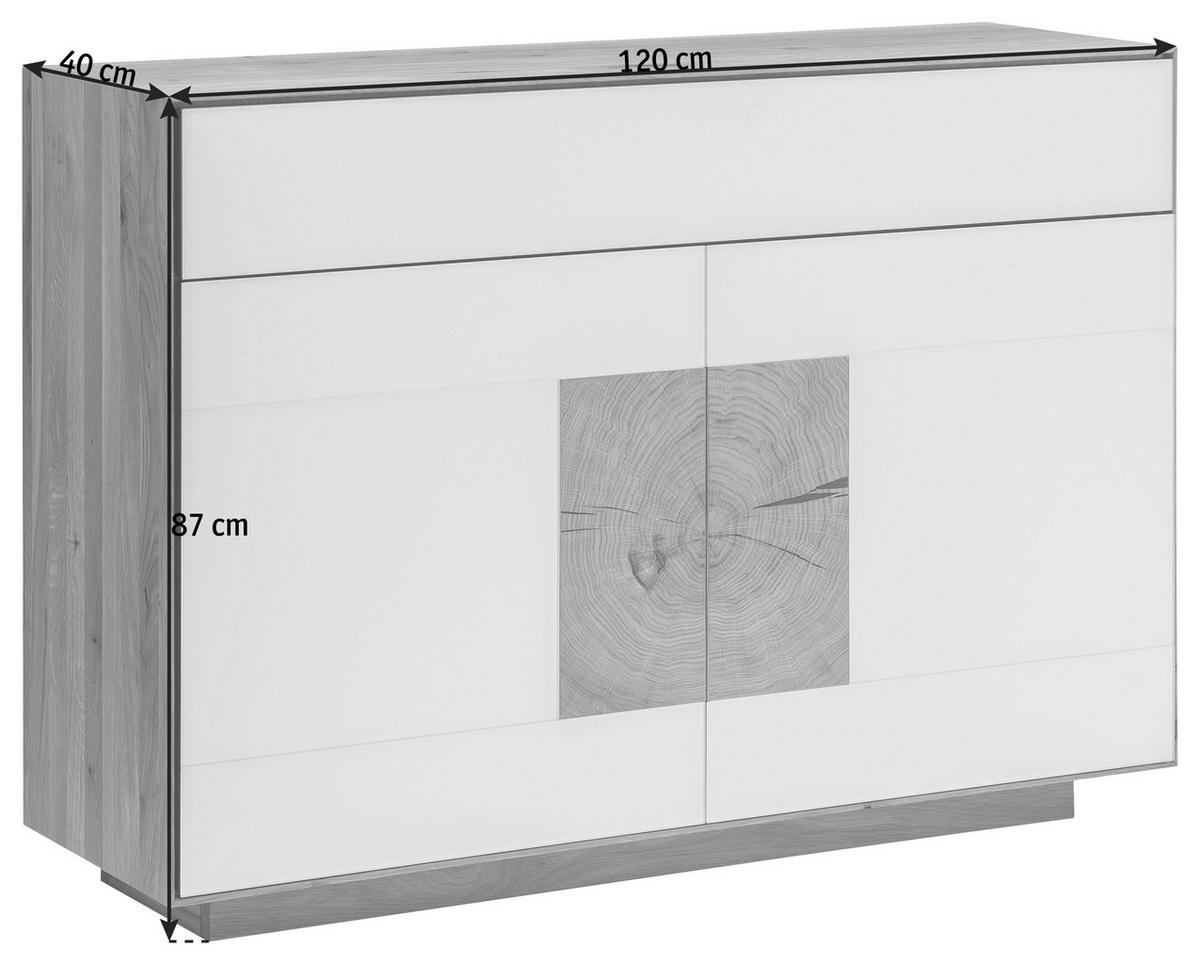 SIDEBOARD  in 120/87/40 cm  - Anthrazit/Buchefarben, MODERN, Glas/Holz (120/87/40cm) - Linea Natura