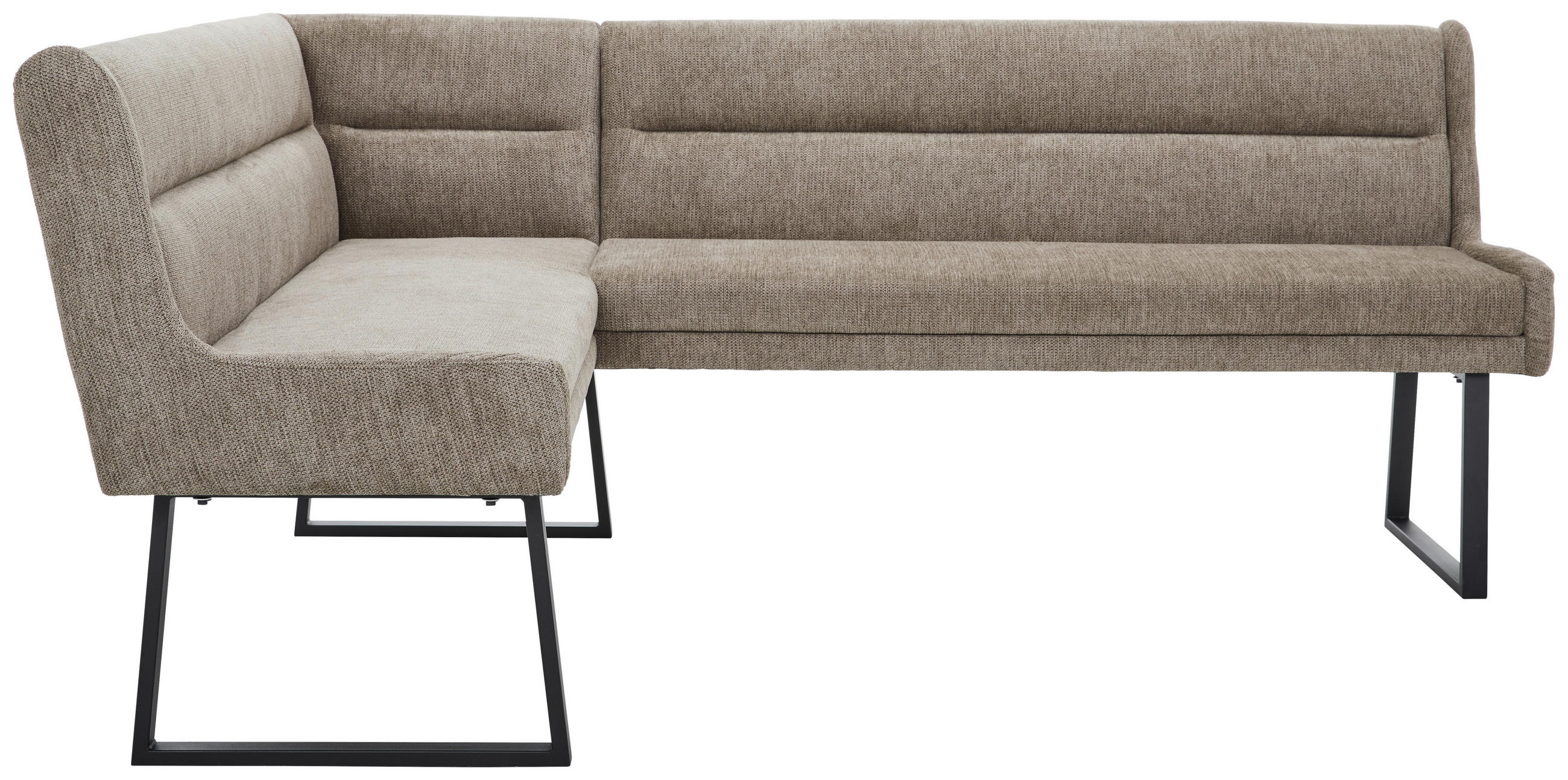 ECKBANK 159/217 cm Webstoff Taupe, Schwarz   - Taupe/Schwarz, Design, Textil/Metall (159/217cm) - Novel