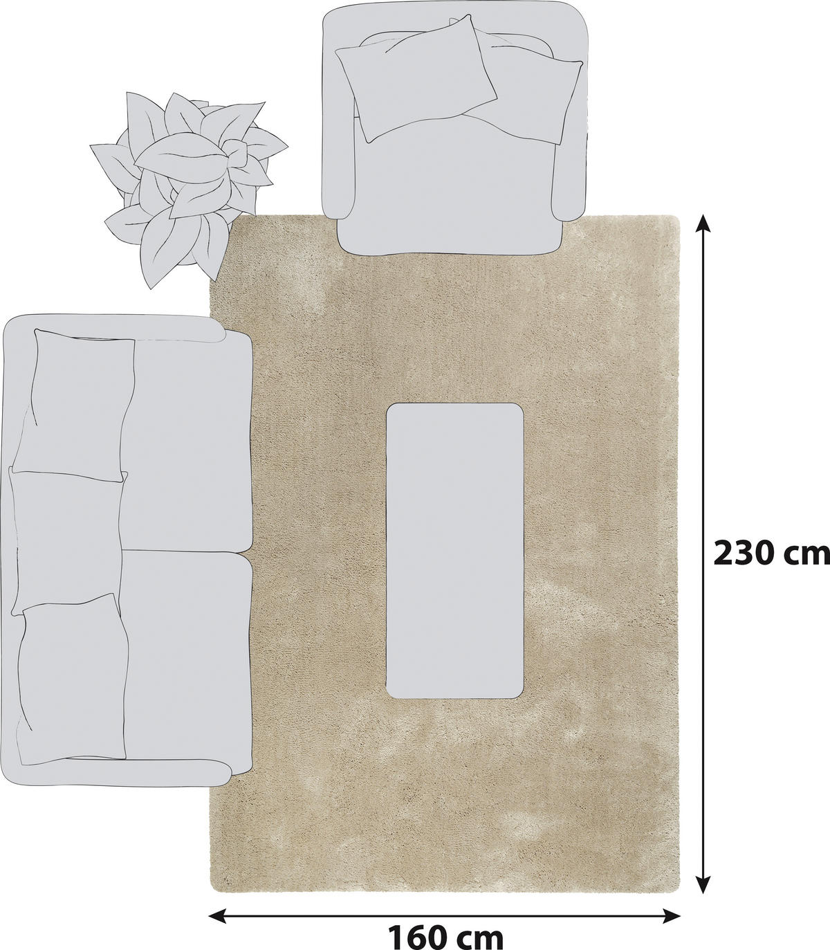 HOCHFLORTEPPICH 160/230 cm Relaxx Beige  - Beige, Basics, Textil (160/230cm) - Esprit