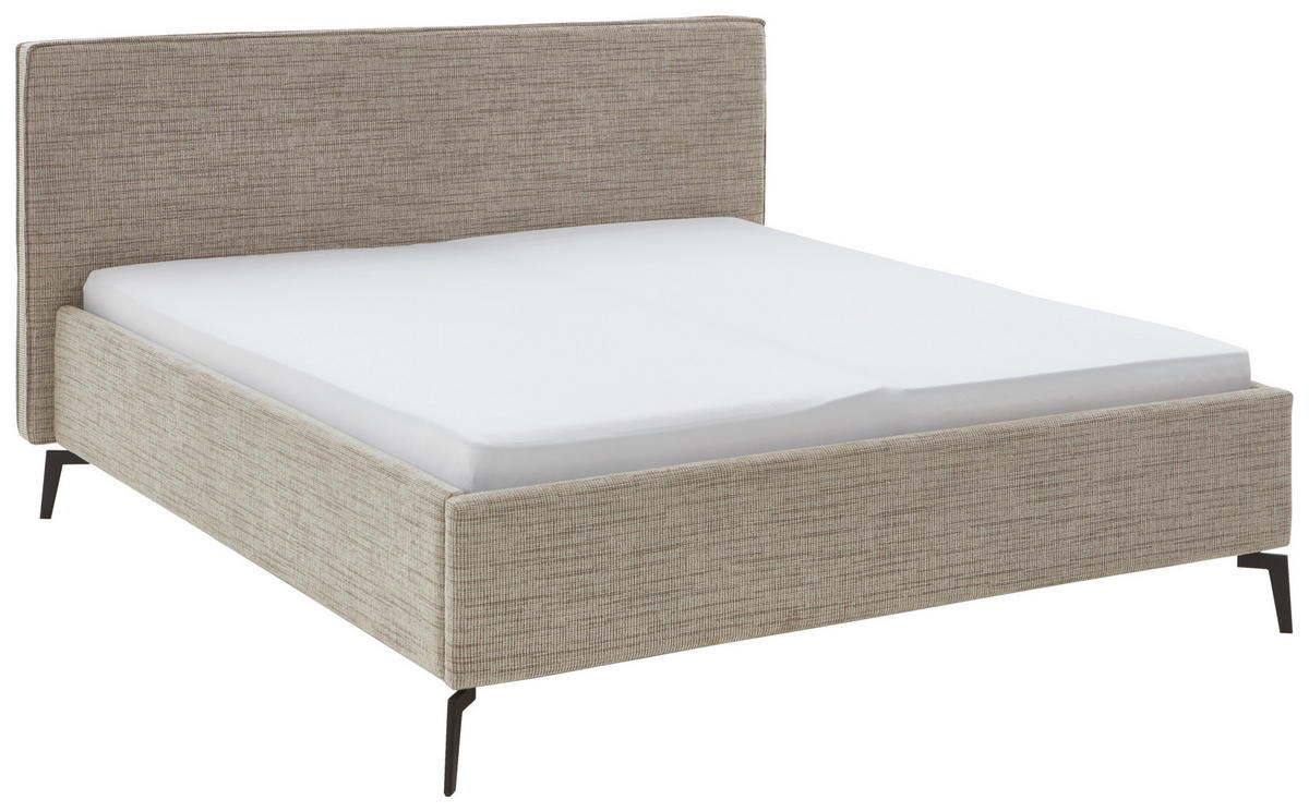 POLSTERBETT 180/200 cm,  in Cappuccino, Lattenrost, Bettkasten,  - Birkefarben/Buchefarben, Design, Holz/Textil (180/200cm) - home24