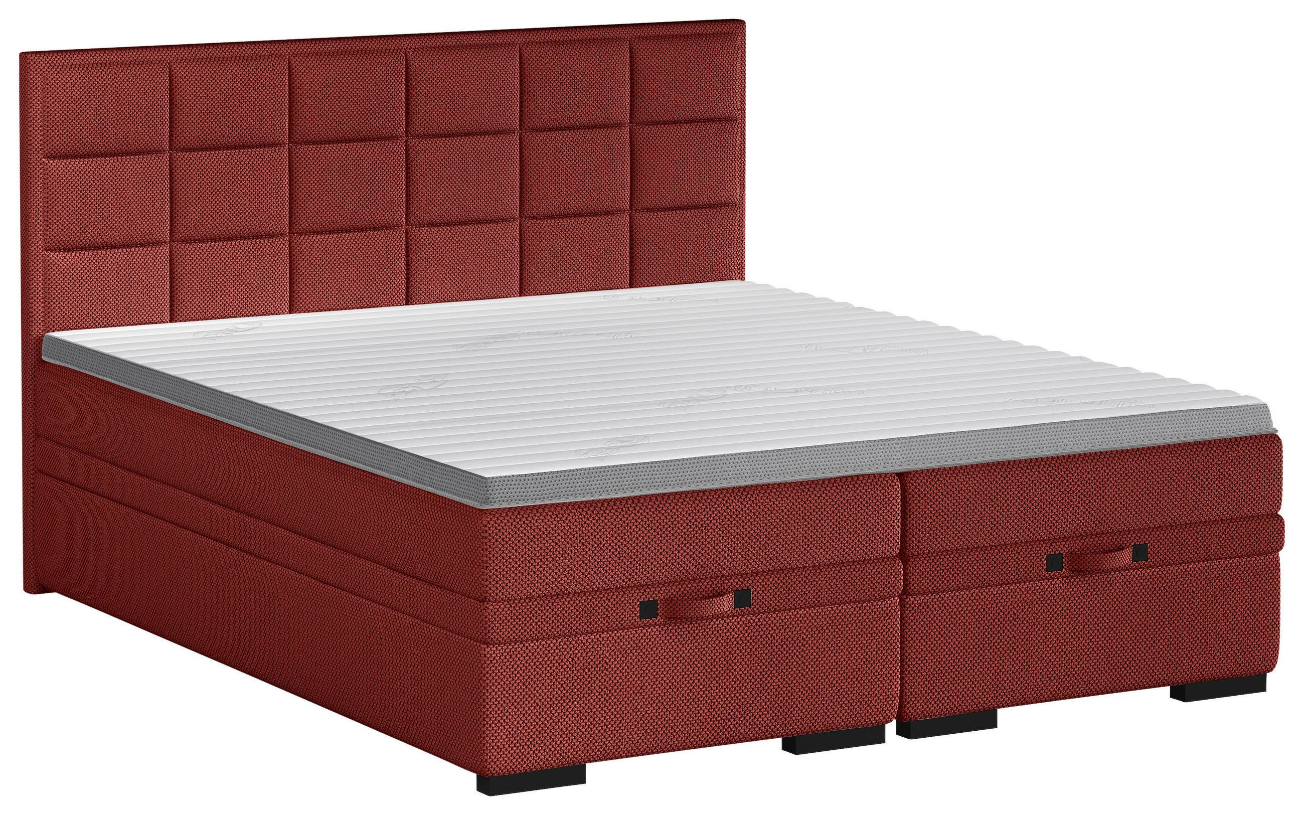 BOXSPRINGBETT 180/200 cm  in Weinrot  - Weinrot/Schwarz, Konventionell, Kunststoff/Textil (180/200cm) - home24