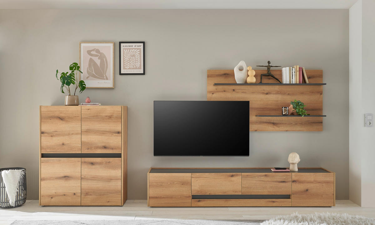 HIGHBOARD  100/122/40 cm  - Eichefarben/Anthrazit, Design, Holzwerkstoff/Kunststoff (100/122/40cm) - Modante