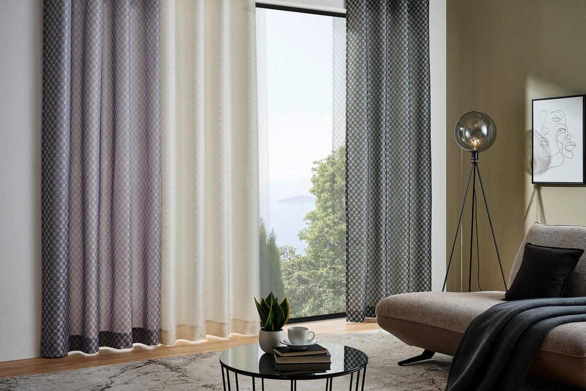ZÁVES S OČKAMI, nepriehľadné, 140/250 cm - prírodná farba, Design, textil (140/250cm) - Joop!