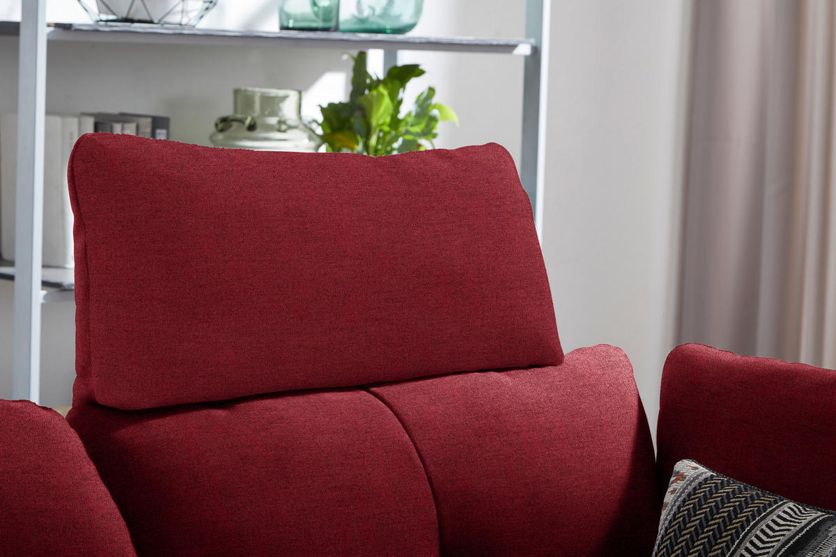 ECKSOFA in Flachgewebe Bordeaux  157/344 cm  - Bordeaux/Schwarz, Design, Textil/Metall (157/344cm) - Chilliano