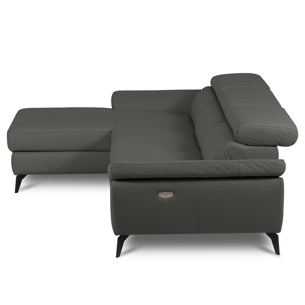 ECKSOFA  in Lederlook Echtleder Anthrazit  179/252 cm  - Anthrazit/Schwarz, Design, Leder/Textil (179/252cm) - Livetastic