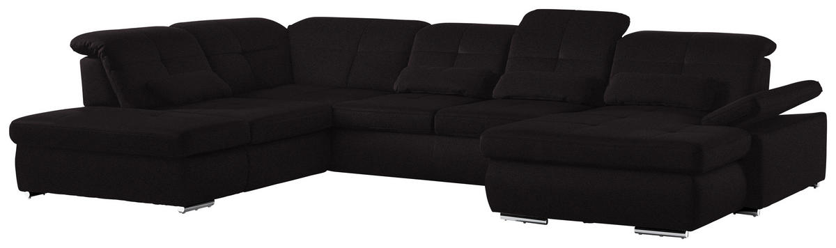 WOHNLANDSCHAFT  in Mikrofaser Anthrazit  - Chromfarben/Anthrazit, Design, Holzwerkstoff/Textil (260/371/195cm) - Beldomo Style