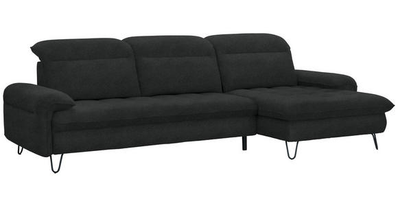 ECKSOFA in Webstoff Anthrazit  - Anthrazit/Schwarz, LIFESTYLE, Textil/Metall (310/180cm) - Valnatura