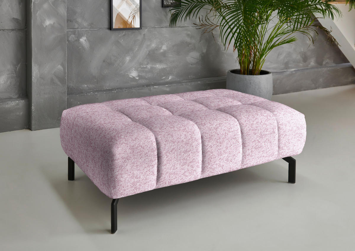 ECKSOFA in Chenille Rosa  - Schwarz/Rosa, Design, Textil/Metall (323/222cm) - Beldomo Style