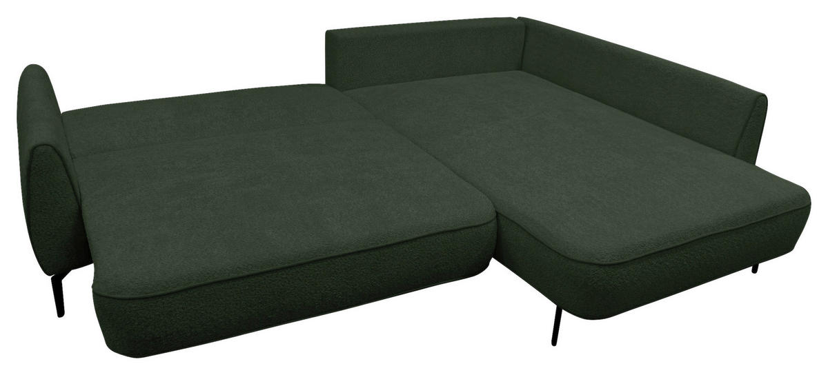 ECKSOFA Dunkelgrün Bouclé  - Dunkelgrün/Creme, Design, Textil/Metall (273/204cm) - MID.YOU