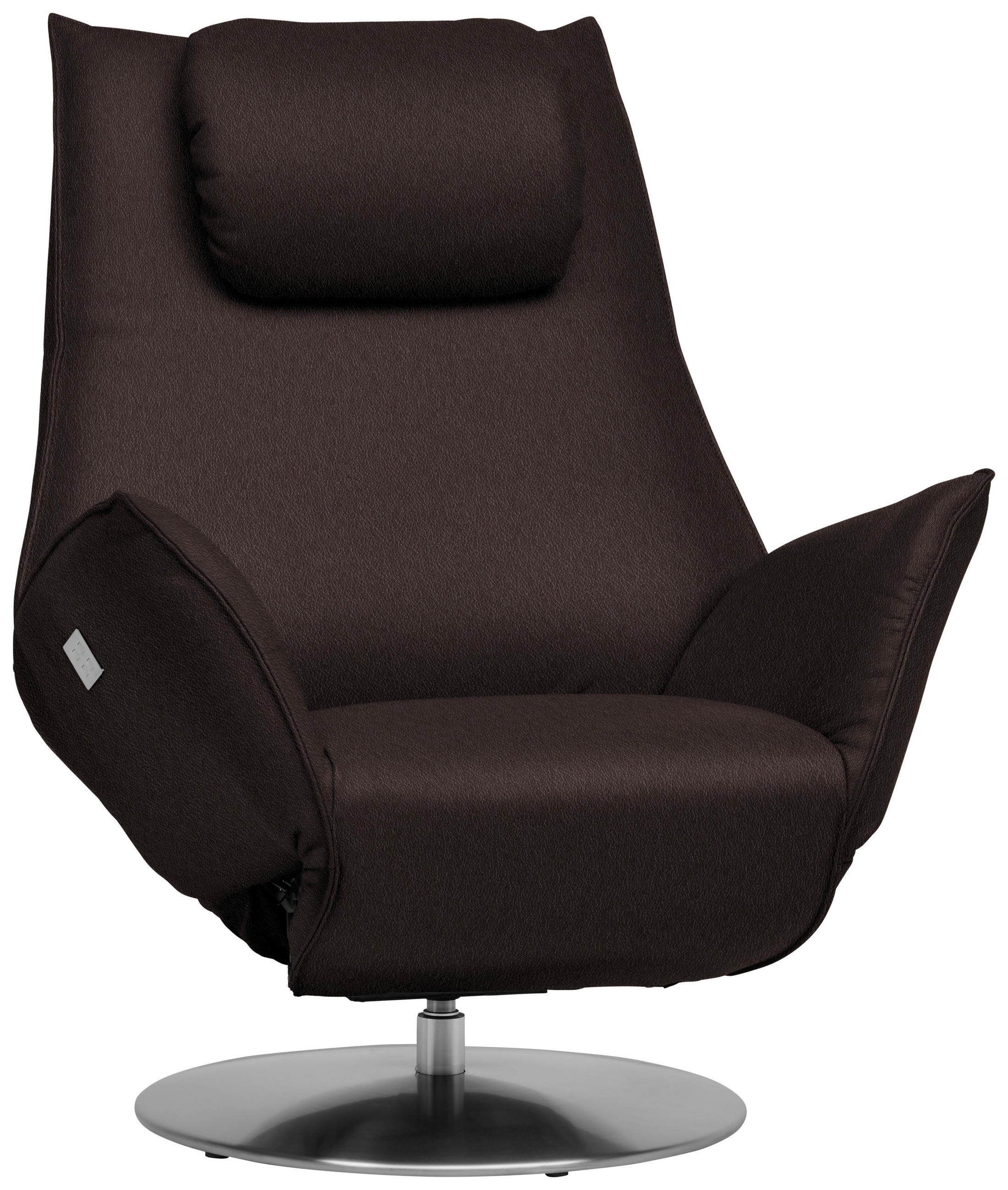 RELAXSESSEL in Leder Dunkelbraun  - Edelstahlfarben/Dunkelbraun, Design, Leder/Metall (92/79/90cm) - Koinor