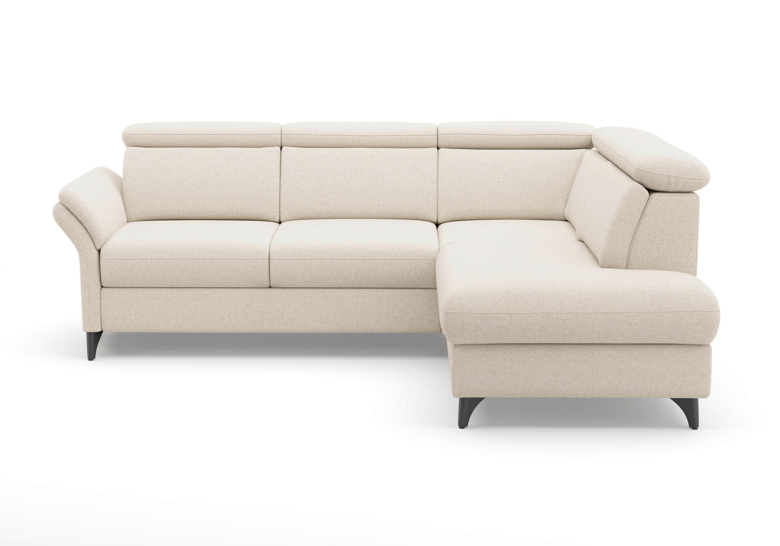 ECKSOFA GLENDALE E in Flachgewebe Creme  247/193 cm  - Creme/Schwarz, KONVENTIONELL, Textil/Metall (247/193cm) - Sit & More