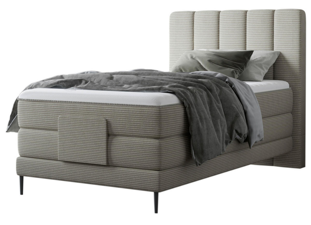 BOXSPRING-ÁGY 100/200 cm  világosszürke  - világosszürke/fekete, Natur, textil/fém (100/200cm) - Esposa