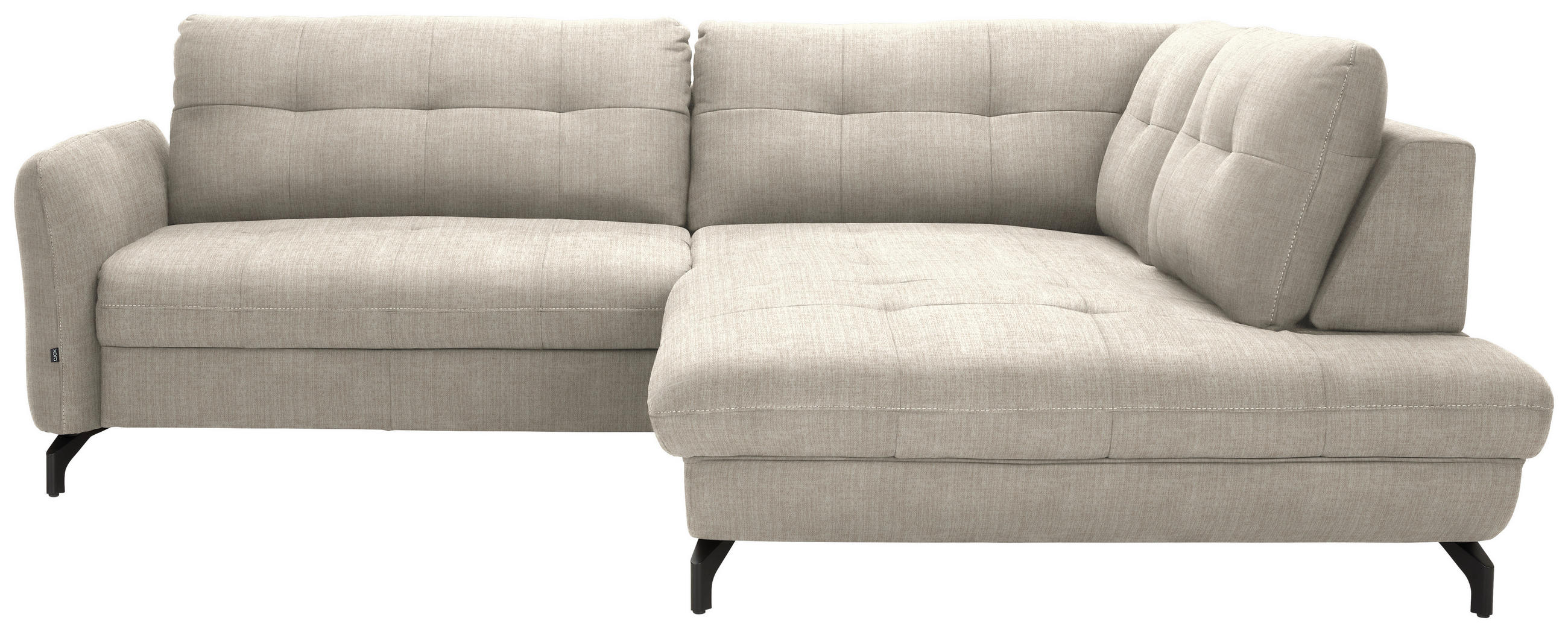 ECKSOFA in Flachgewebe, Leinenoptik Beige  - Beige/Schwarz, Modern, Textil/Metall (247/208cm) - Xora