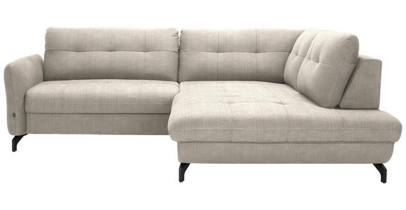 ECKSOFA in Flachgewebe, Leinenoptik Beige 247/208 cm - Beige/Schwarz, MODERN, Textil/Metall (247/208cm) - Xora