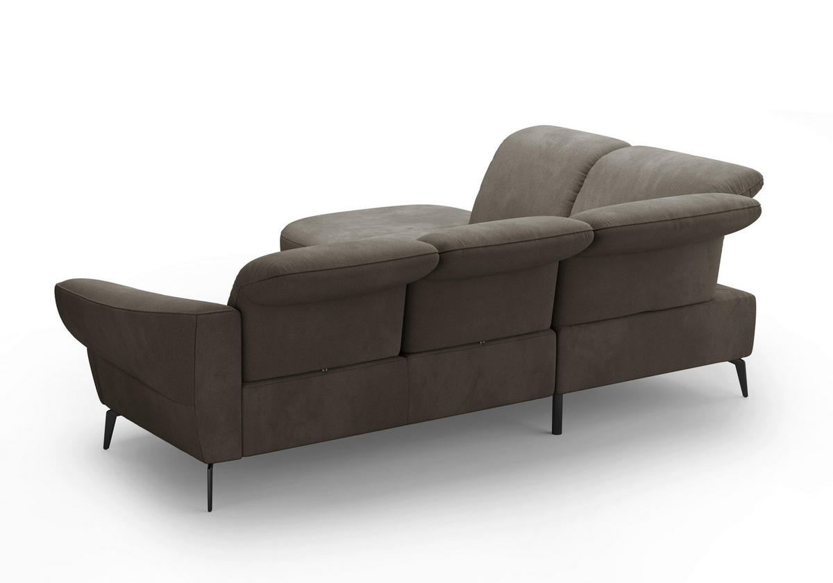 ECKSOFA in Flachgewebe Schlammfarben  270/302 cm  - Schlammfarben/Schwarz, MODERN, Textil/Metall (270/302cm) - Sit & More