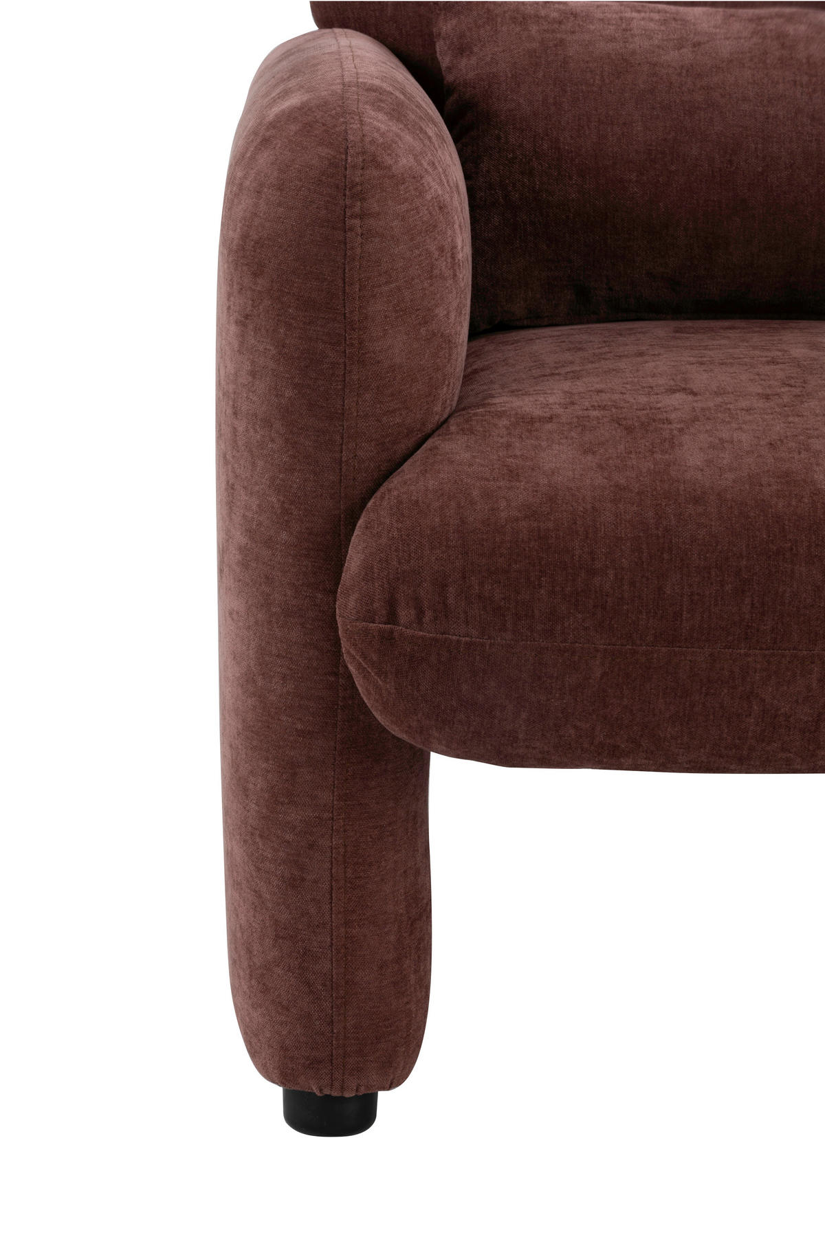 2-SITZER-SOFA MILA Samt Dunkelrot  - Schwarz/Dunkelrot, Design, Kunststoff/Textil (148/83/76cm) - MID.YOU
