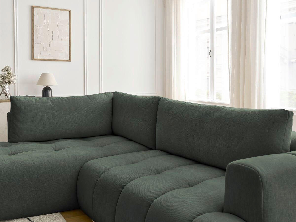ECKSCHLAFSOFA FUJI Leinenoptik Grün  inkl.  - Schwarz/Grün, MODERN, Kunststoff/Textil (204/282cm)