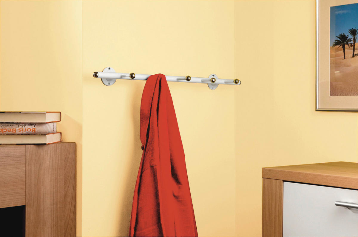 HAKENLEISTE  in Weiß, Chromfarben  - Chromfarben/Weiß, Design, Metall (72/6/16cm)