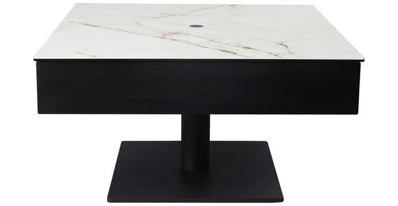 COUCHTISCH ESG 75/75/42-57 cm quadratisch Schwarz, Weiß  - Schwarz/Weiß, Basics, Glas/Keramik (75/75/42-57cm) - Dieter Knoll