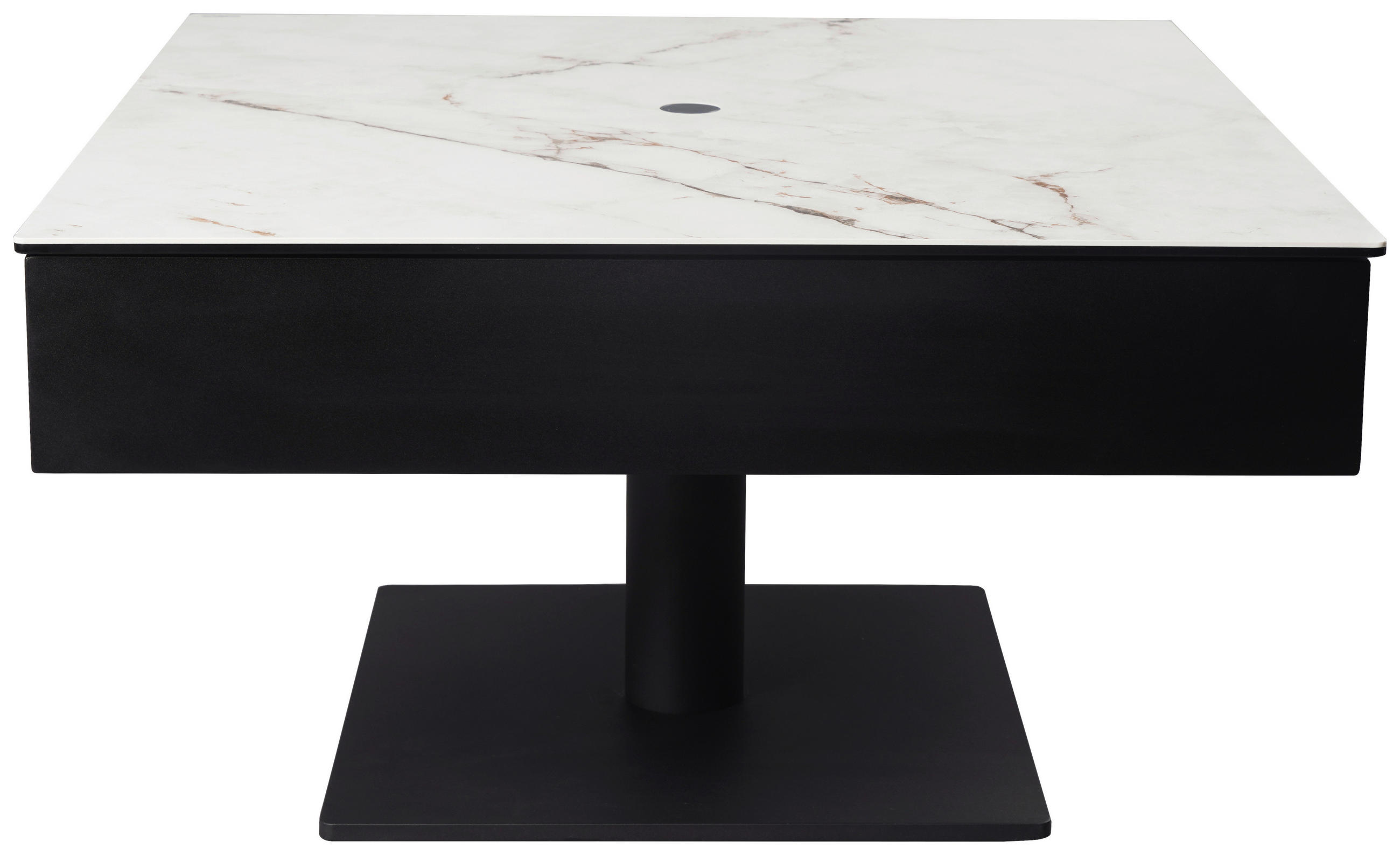 COUCHTISCH ESG 75/75/42-57 cm quadratisch Schwarz, Weiß  - Schwarz/Weiß, Basics, Glas/Keramik (75/75/42-57cm) - Dieter Knoll