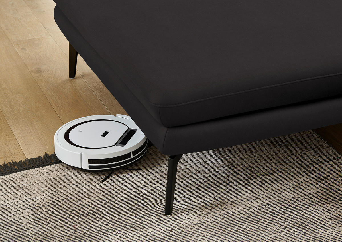 ECKSOFA in Echtleder Dunkelbraun  - Dunkelbraun/Schwarz, Design, Leder/Metall (180/310cm) - Dieter Knoll