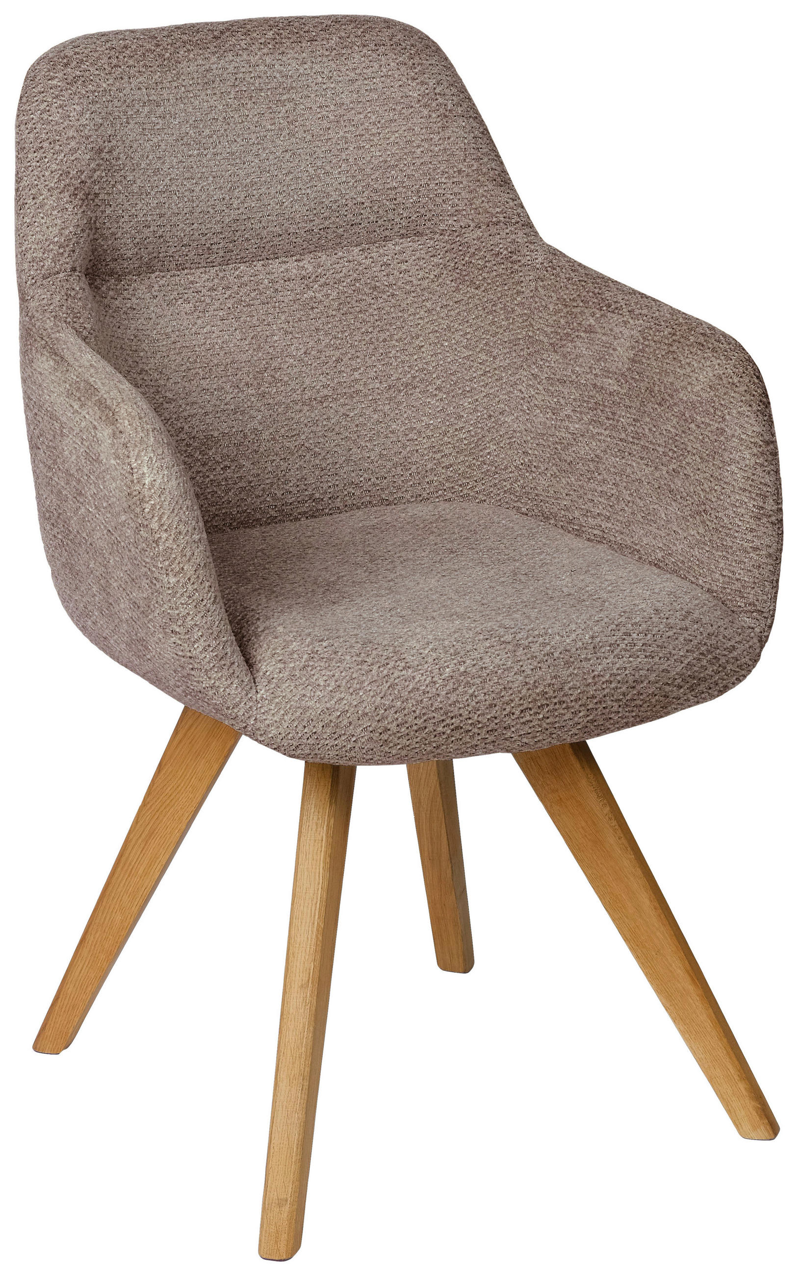 ARMLEHNSTUHL  in Chenille  - Taupe/Eichefarben, Design, Holz/Textil (57/85,5/65cm) - Voleo