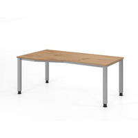 SCHREIBTISCH 180/100-80/68,5-81 cm Silberfarben, Eiche dunkel mechanisch höhenverstellbar  - Eiche dunkel/Silberfarben, Basics, Holzwerkstoff/Metall (180/100-80/68,5-81cm) - Venda