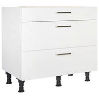 SCHUBKASTENUNTERSCHRANK 90/87/56 cm  in Weiß  - Edelstahlfarben/Weiß, MODERN, Holzwerkstoff/Metall (90/87/56cm) - Nobilia