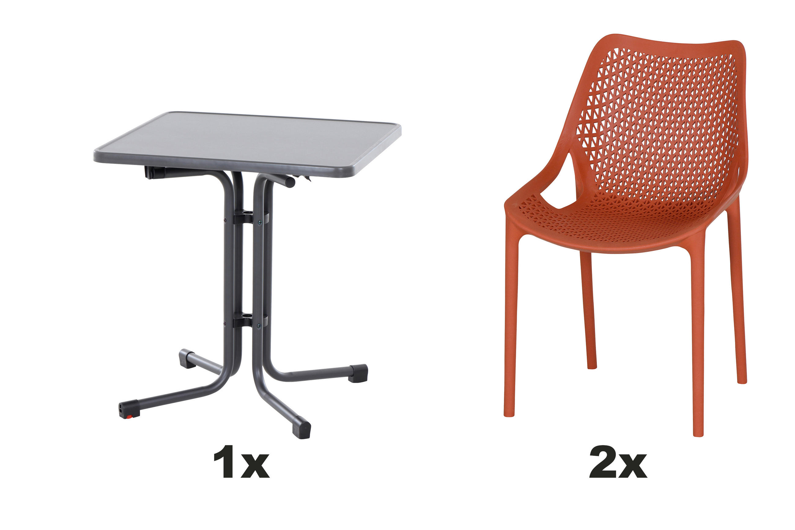 GARTENGARNITUR 3-teilig  - Anthrazit/Rot, Basics, Holzwerkstoff/Kunststoff (70/81/70cm) - Siena Garden