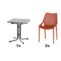 GARTENGARNITUR 3-teilig  - Anthrazit/Rot, Basics, Holzwerkstoff/Kunststoff (70/81/70cm) - Siena Garden