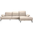 ECKSOFA in Echtleder Creme  - Creme/Schwarz, Design, Leder/Metall (288/184cm) - Novel