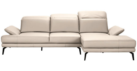 ECKSOFA in Echtleder Creme  - Creme/Schwarz, Design, Leder/Metall (288/184cm) - Novel