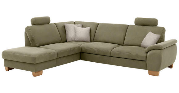 ECKSOFA in Mikrofaser Hellgrün  236/286 cm  - Wildeiche/Beige, KONVENTIONELL, Holz/Textil (236/286cm) - Voleo