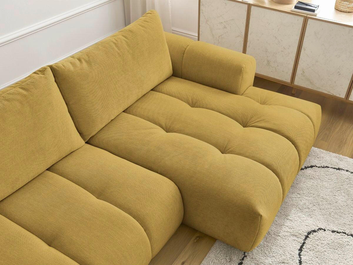 ECKSCHLAFSOFA FUJI Leinenoptik Gelb  inkl.  - Gelb/Schwarz, MODERN, Kunststoff/Textil (292/160cm)