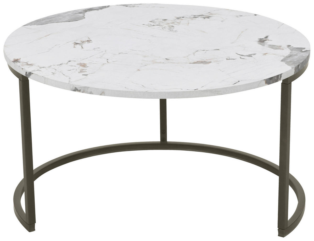 COUCHTISCHSET 60-80/60-80/42-45 cm rund Weiß, Bronzefarben  - Bronzefarben/Weiß, Design, Holzwerkstoff/Metall (60-80/60-80/42-45cm) - home24