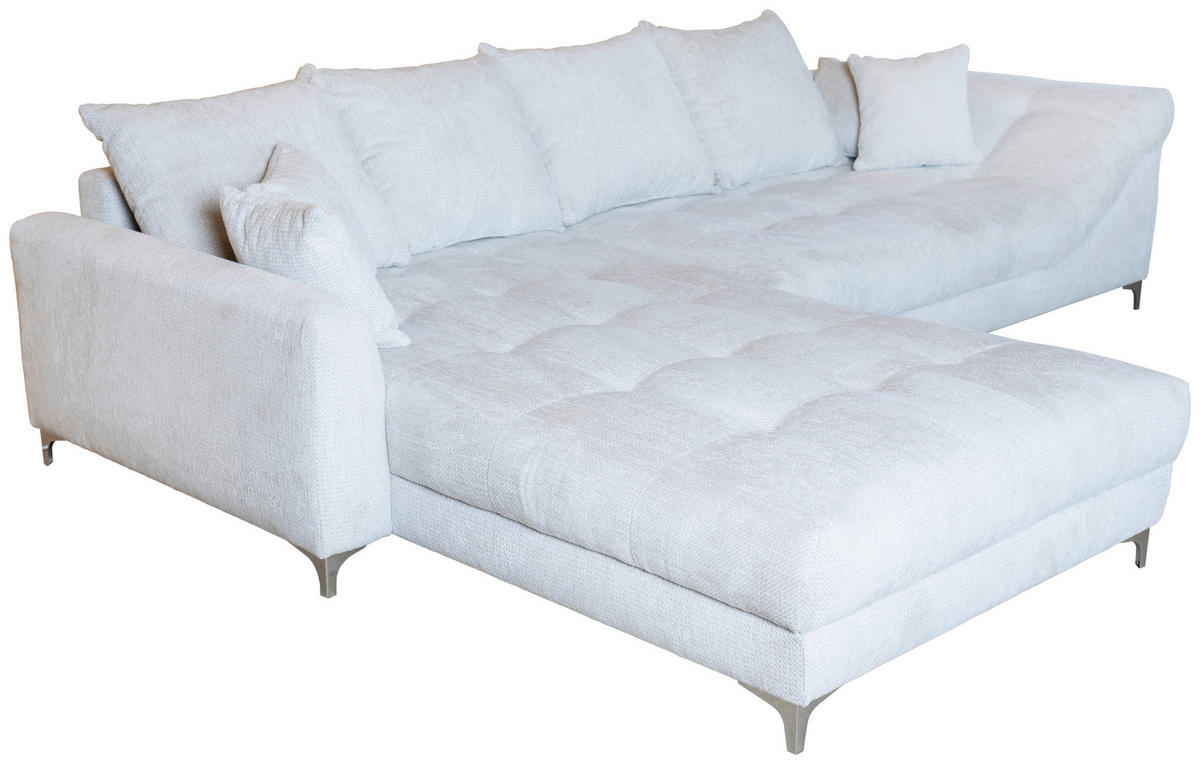 ECKSOFA in Chenille Greige  227/329 cm  - Chromfarben/Greige, KONVENTIONELL, Textil/Metall (227/329cm) - Carryhome