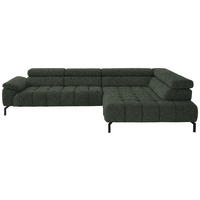 ECKSOFA in Chenille Grün  323/222 cm  - Schwarz/Grün, Design, Textil/Metall (323/222cm) - Beldomo Style