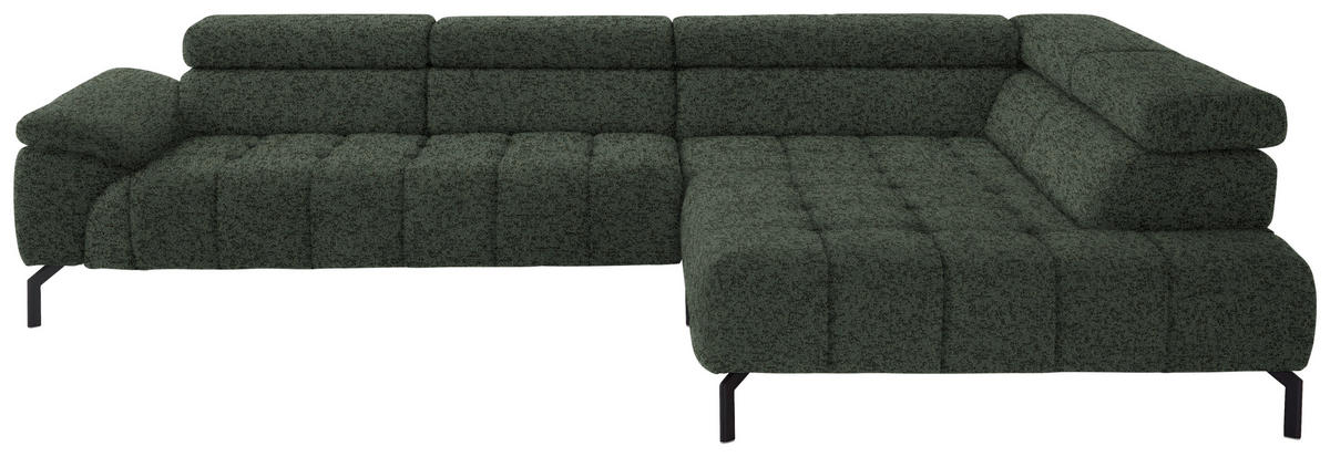 ECKSOFA in Chenille Grün  323/222 cm  - Schwarz/Grün, Design, Textil/Metall (323/222cm) - Beldomo Style